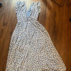 Altar'd State Winona Floral Maxi Dress Color: DUSTY-BLUE-WHITE Size: S
